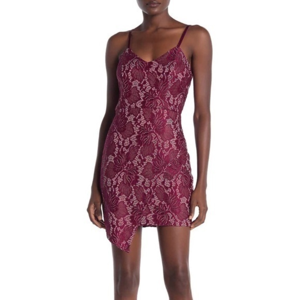 NWT Max + Ash Burgundy Metallic Lace Mini Dress